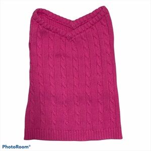 Boots & Barkley V-Neck Cable Knot Pullover Dog Sweater Barbie Pink M